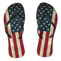 Patriotic Rustic Red White & Blue American Flag Flip Flops