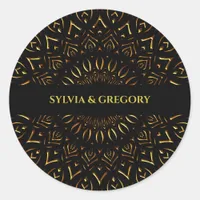 Traditional mandala classic elegant luxury wedding classic round sticker