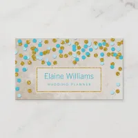 glitter gold blue confetti modern Business Cards