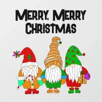 Merry Merry Christmas Gnomes Floor Decals
