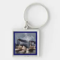 Steam Boat Racing on Mississippi River Keychain