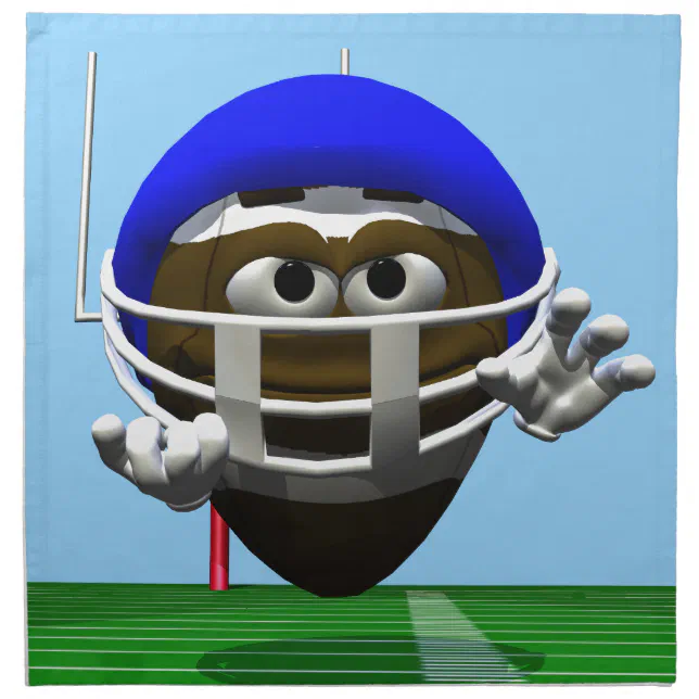 Funny Cartoon Football in a Helmet Cloth Napkin