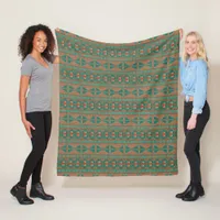 Southwestern Copper Teal Geometric Pattern Medium Fleece Blanket