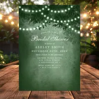 Green Rustic Tree String Lights Bridal Shower  Invitation