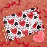 Red And Black Love Hearts Paper Placemat