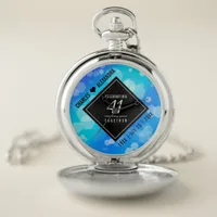 Elegant 41st Blue Topaz Wedding Anniversary Pocket Watch