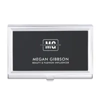 Elegant Black Minimalist Professional Monogram Bus Business Card Case