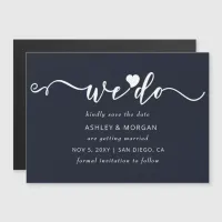 Script Navy Heart We Do Save the Date Magnetic Invitation