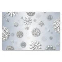 Elegant Paper Cut Winter Snowflakes On Silver