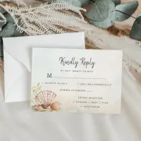 Beach Tropical Seashells Watercolor Wedding RSVP Card