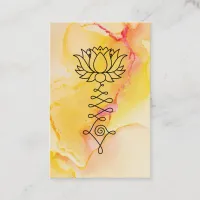 *~* Yellow Fuchsia Lotus Reiki Healing Yoga Reiki Business Card