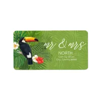 Watercolor Tropical Toucan Mr and Mrs Green ID577 Label