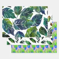 Botanical Foliage Green Leaves Wrapping Paper Sheets