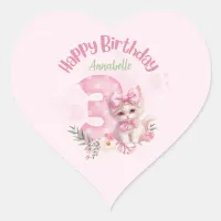 3 Year Old Birthday Party Kitten Theme Sticker