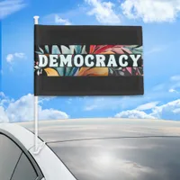 Retro Hippie Groovy Political Politics Democracy Car Flag