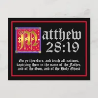 Illuminated Letter Matthew 28:19 Bible Quote Postcard