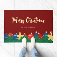 Retro Christmas tree ornaments  Doormat