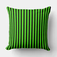 Halloween Slime Green and Black Striped Throw Pillow