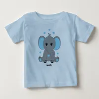 Cute baby elephant in blue, hand drawn,  baby T-Shirt