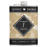 Elegant 1st Paper Wedding Anniversary Flask