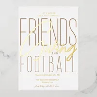 Thankful Friendsgiving Football Thanksgiving Party Foil Invitation