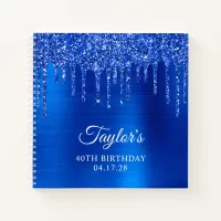 Dripping Royal Blue Glitter Glam 40th Birthday Notebook