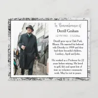 Remembrance Card for Funeral Or Memorial Keepsake