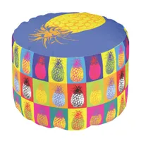 Kitsch Retro Pineapple Pop Art Fruit Patterned Pouf