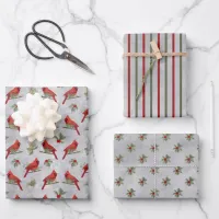 Winter Cardinals and Pines Wrapping Paper Sheets