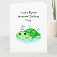 Personalized Turtle Happy Birthday | Coloring Page Card