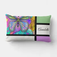 Colorful Butterfly Print Block Throw Pillow