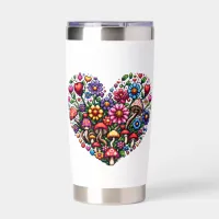 Floral Heart Pixel Art Personalized Insulated Tumbler