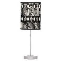 Caribbean Tribal Mudcloth: Black, White, Table Lamp