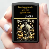 Heartfelt Moments on an Egg Farm at Dusk Zippo Lighter