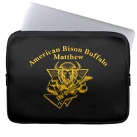 Gold Bison Buffalo Rocking out on Guitar Laptop Sleeve