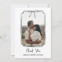 Photo in Hand Drawn Coquette Bow Frame Wedding Thank You Card