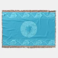 Celtic Knotwork Fish in Blue Throw Blanket