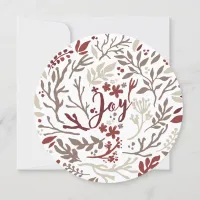 Rustic Branches Winter Foliage Deep Red Joy Holiday Card