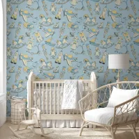 Vintage Toy Pattern Blue/Yellow ID783 Wallpaper