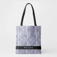 Pretty Lavender and Sage Leaves with Name  Tote Bag