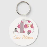 Personalized Retro Art Caravan Owner's Keychains