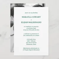 Spanish Green and White Wedding Reception Invitation