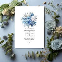 Dusty Blue Floral Wedding Invitation