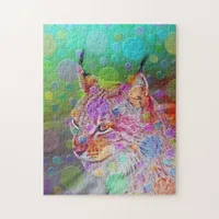 Smiling, colorful lynx - abstract jigsaw puzzle