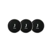 Black monogram initial personalized  golf ball marker