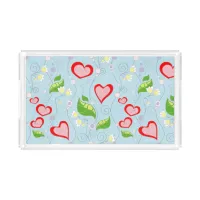 Fun Colorful Hearts and Flowers Acrylic Tray