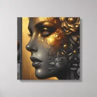 Pretty Woman in Gold Ethereal Canvas Print