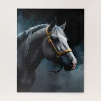 Horse on a black backgroung with blue tints  jigsaw puzzle