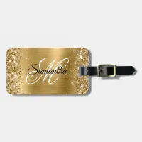 Glittery Gold Foil Luggage Tag