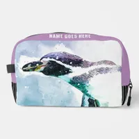 Cute Penguin Purple and Black Watercolor Travel Dopp Kit